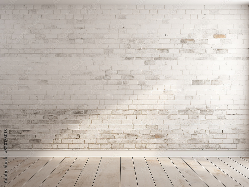 Textured white brick wall provides an attractive backdrop