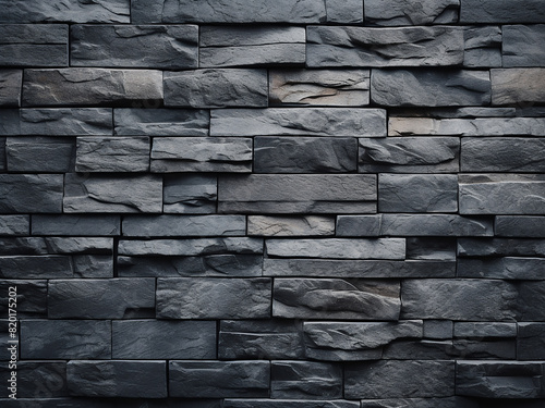 Modern brick wall in sleek black design  cement accents