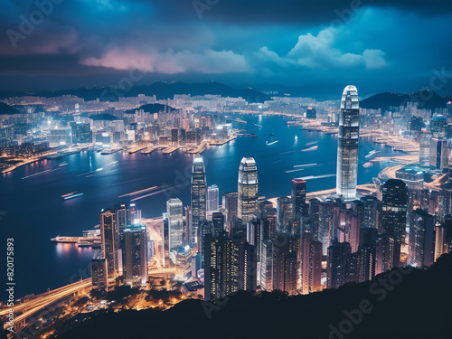 Victoria Peaks brilliance: blurred lights from Hong Kong