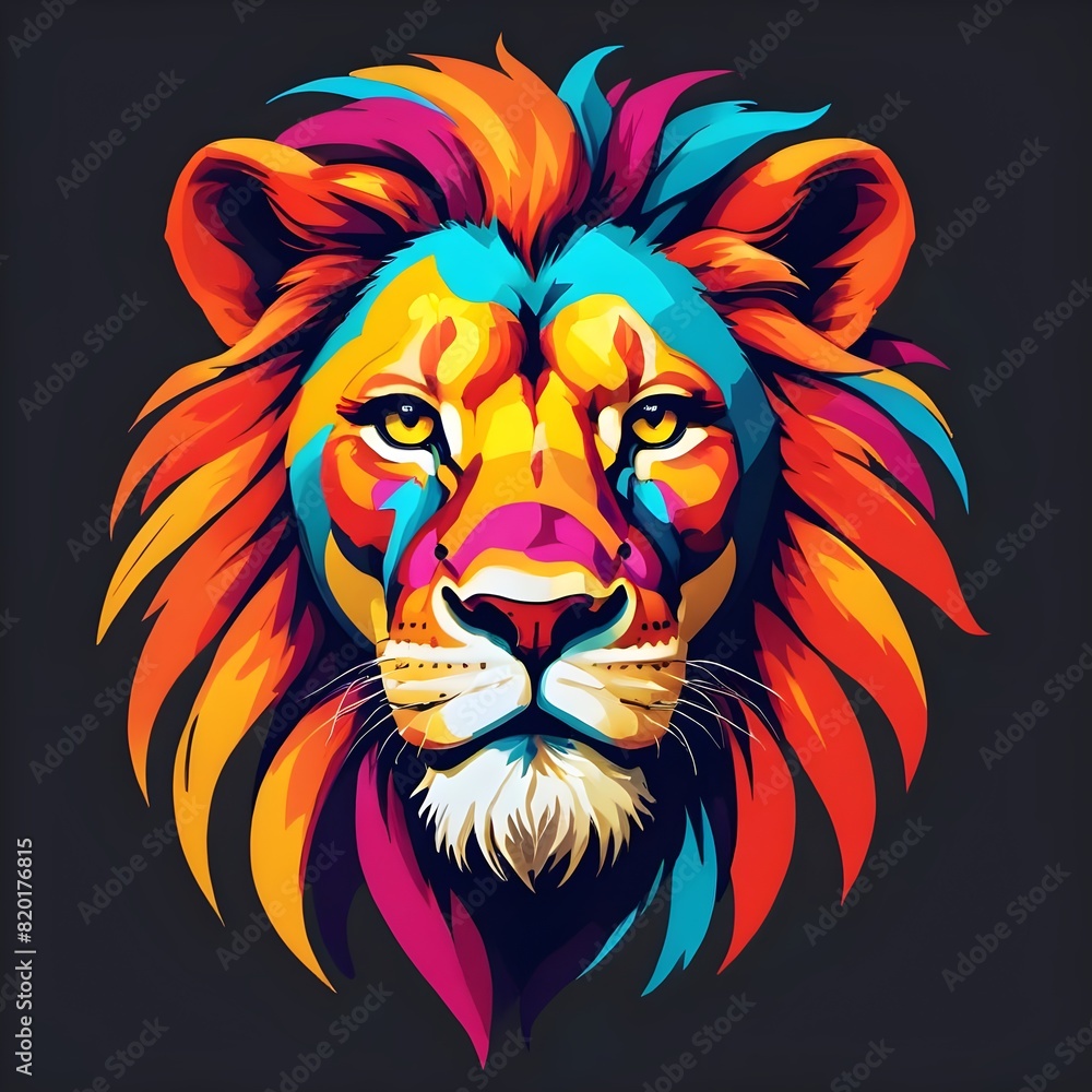 Lion Head with Bold Gradient Colors on black Lion Head with Bold Gradient Colors on black