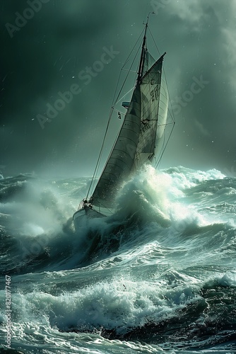 sailboat sailing ocean lot waves triumph battle weary coronal narrow passage