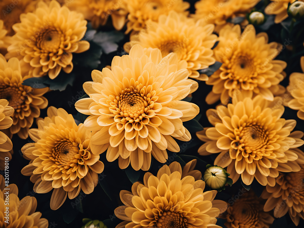 Autumn daisies, like chrysanthemums, form a floral backdrop Autumn daisies, like chrysanthemums, form a floral backdrop