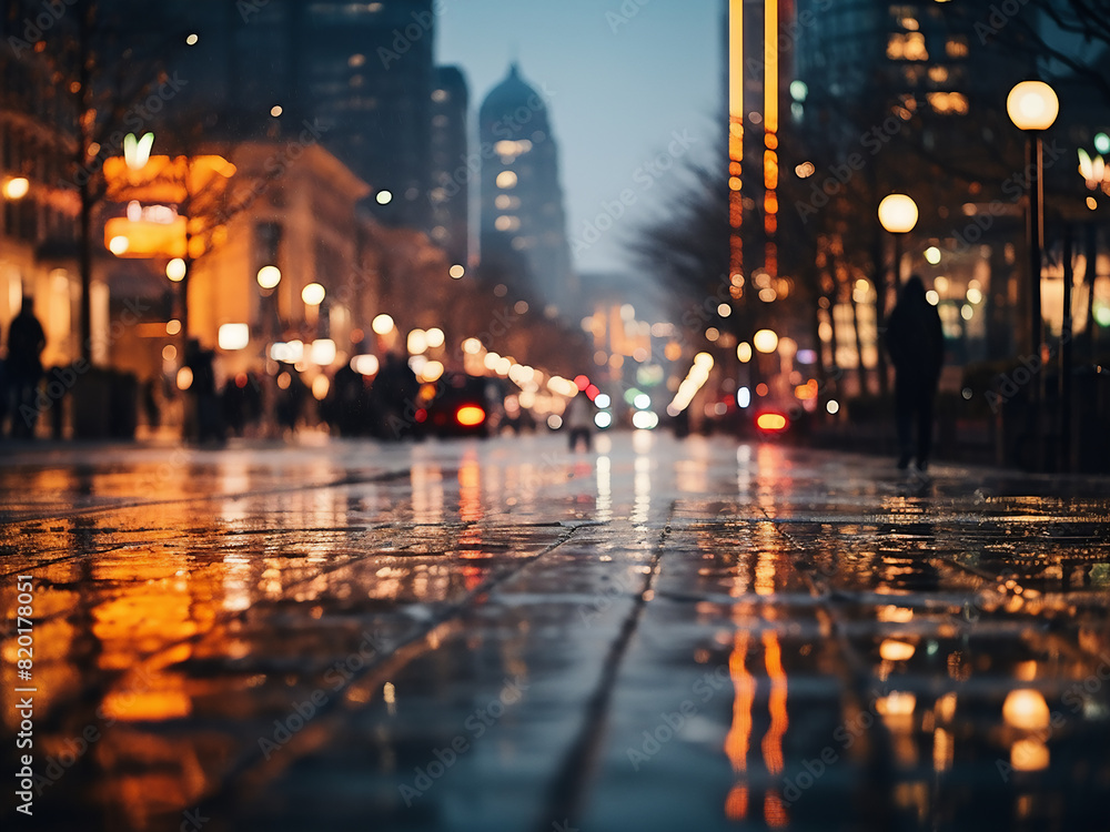 City streets at night become abstract with bokeh and missed focus City streets at night become abstract with bokeh and missed focus
