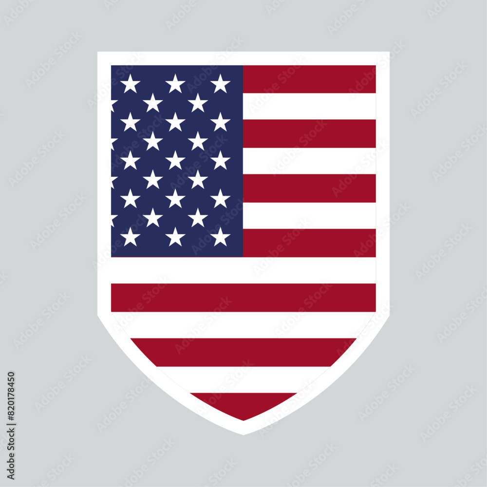 United States Flag in Shield Shape Frame United States Flag in Shield Shape Frame