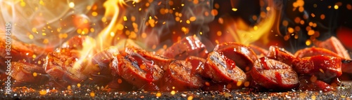 Currywurst, sliced sausage with curry ketchup, Berlin street food stall