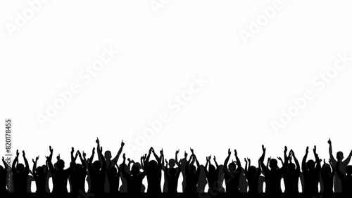 Silhouette video of a crowd of people at a club concert or sporting event, isolated on an Alpha matte background. photo