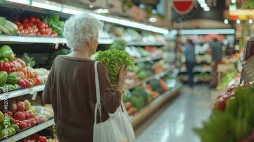 Senior Lady Shopping for Vegetables photo