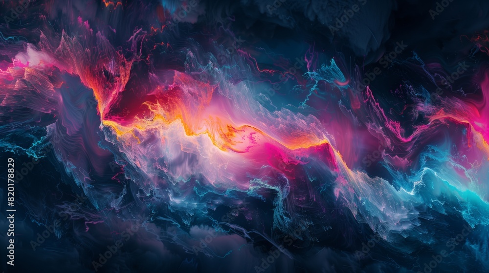 Fototapeta premium A colorful abstract digital painting featuring a mix of vibrant hues and dynamic shapes creating a visually stimulating composition
