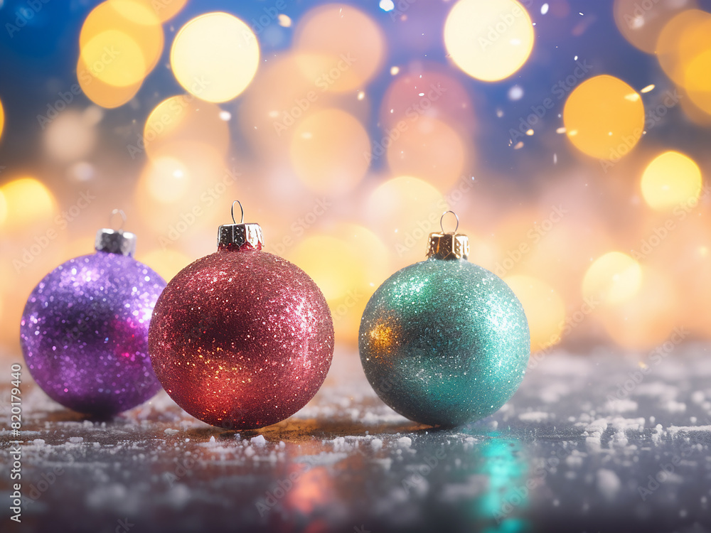 Studio shot features defocused background of vibrant Christmas lights Studio shot features defocused background of vibrant Christmas lights