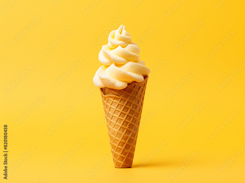 Yellow background with space for ice cream cone Yellow background with space for ice cream cone