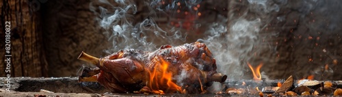 Guinea pig, roasted whole, traditional Andean dish, served in a Peruvian mountain village photo