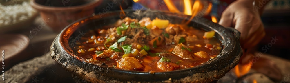 Menudo, tripe soup believed to cure hangovers, served in a Mexican family home Menudo, tripe soup believed to cure hangovers, served in a Mexican family home