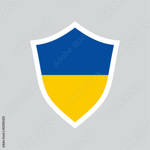 Ukraine Flag in Shield Shape Frame