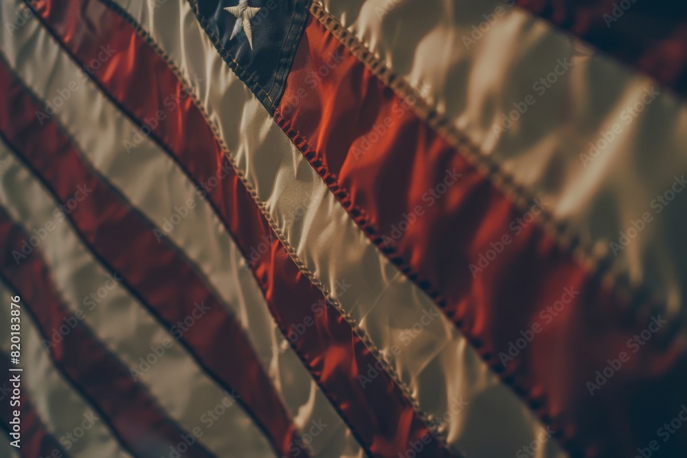 The American Flag is fluttering in the wind on Flag Day The American Flag is fluttering in the wind on Flag Day