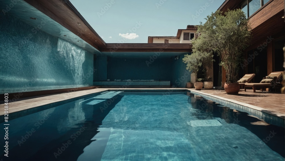 Water flowing from the luxury swimming pool

