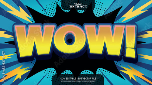 Wow comic book text effect with colorful background
