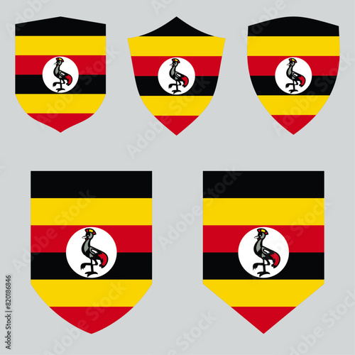 Set of Uganda Flag in Shield Shape Frame Free Download Set of Uganda Flag in Shield Shape Frame - GFXLoad