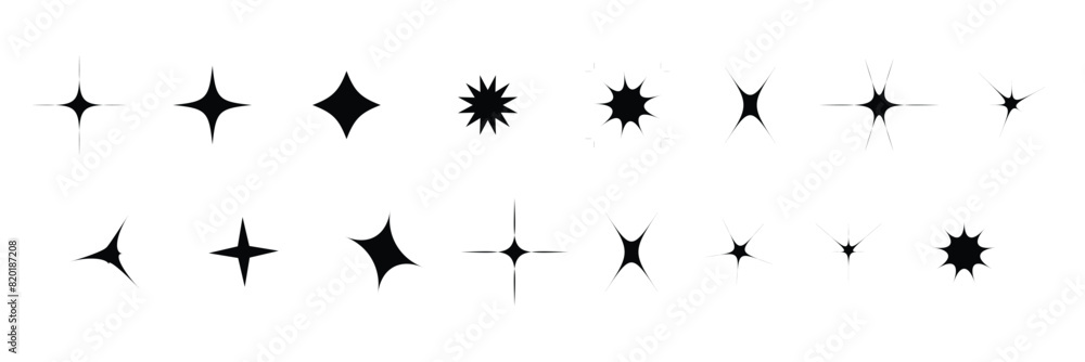 Twinkling stars. Sparkle star icons. Blink glitter and glowing icon. Twinkling stars. Sparkle star icons. Blink glitter and glowing icon.