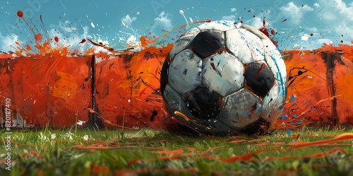 soccer ball field fence background spectacular splatter explosion sketch smashed wall amazingly overlay canines sports massive motion blur cartoon photo