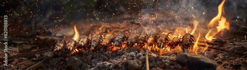Witchetty grubs, raw or cooked, traditional Australian Aboriginal bush food, outback campfire photo
