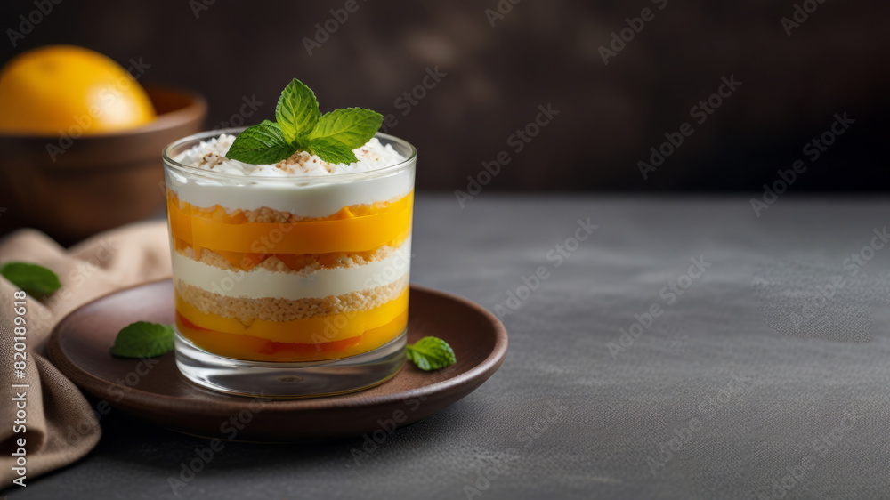 Enjoy a light indulgence with mango, rice, and mint, ideal for text. Enjoy a light indulgence with mango, rice, and mint, ideal for text.