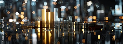 Abstract Metallic Cityscape with Reflections.