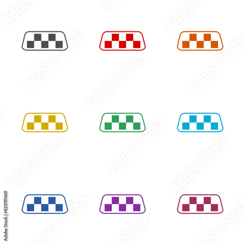 Taxi car roof sign icon isolated on white background. Set icons colorful