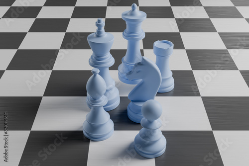 Chess pieces on a checkerboard.3d rendering