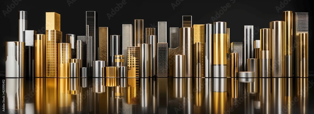 Abstract Metallic Cityscape with Reflections. Abstract Metallic Cityscape with Reflections.
