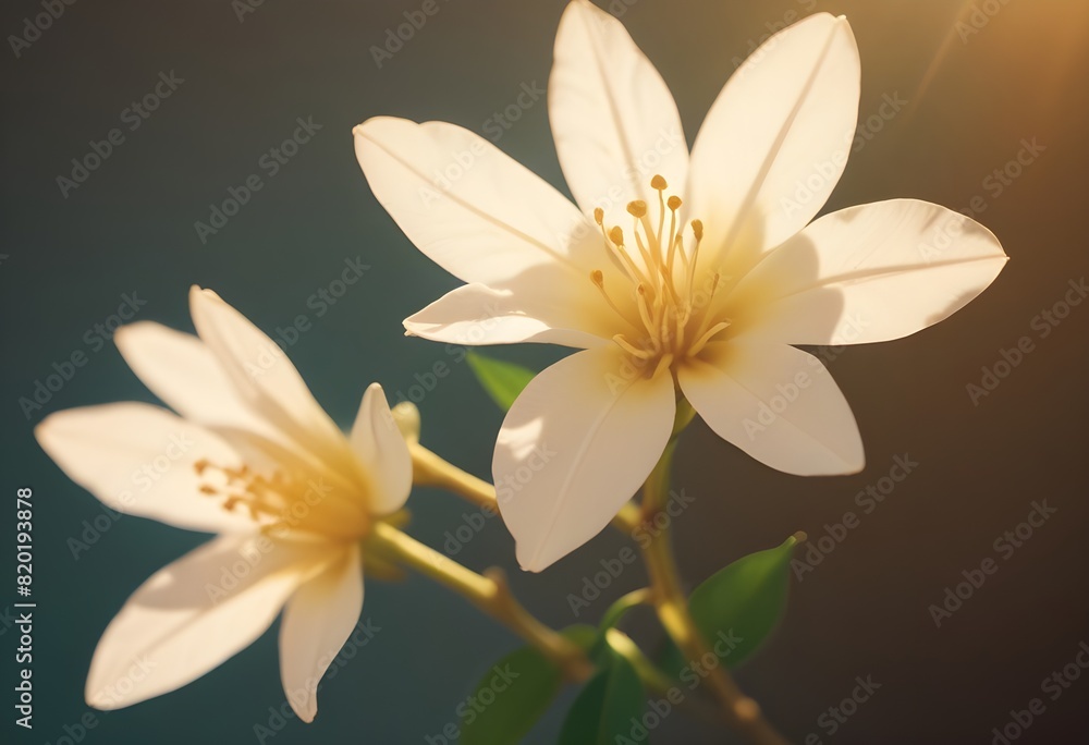 Obraz premium Jasmine flower closeup Realistic Light understand with summer season flower concept