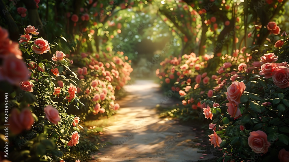 Red ,yellow, orange and many colour of rose and lush green graden Red ,yellow, orange and many colour of rose and lush green graden