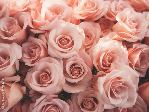 Retro-filtered roses form a soft-colored backdrop  exuding vintage charm