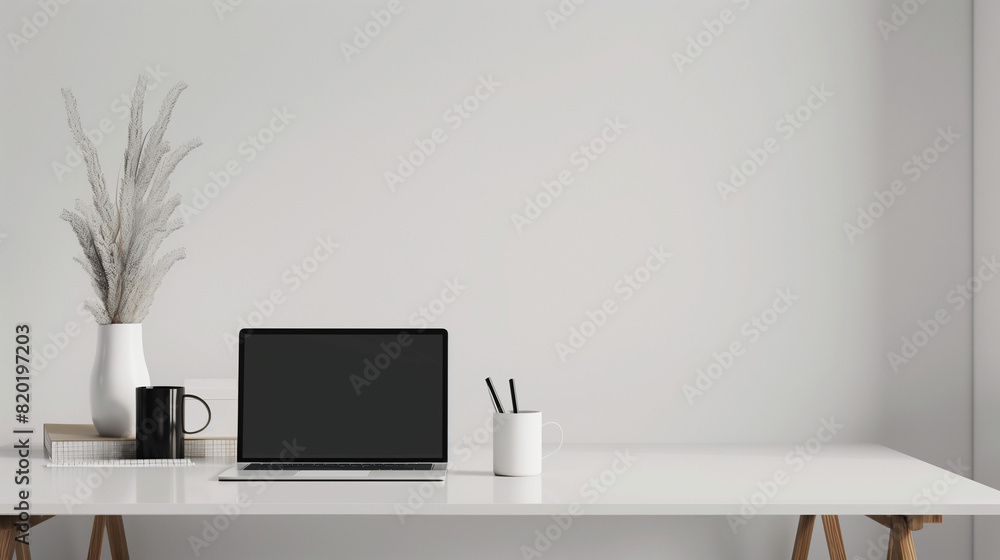 Obraz premium Laptop Computer on White Table