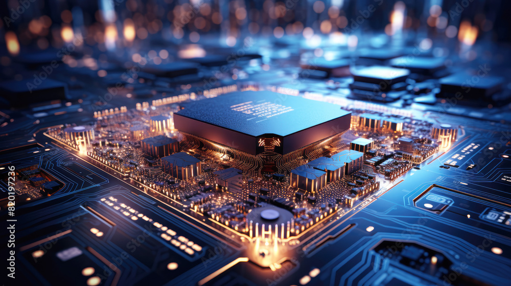 Obraz premium generated illustration of modern chip gpu card with circuit