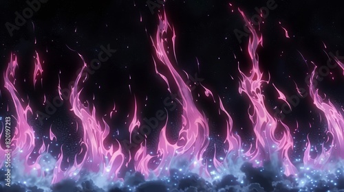Pink Flames Lighting Up the Night Sky