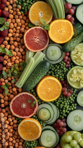 Refreshing Display of Healthy, Organic Fruits, Vegetables and Plant-Based Proteins
