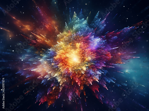 Multicolored fractal explosion forms a magical star