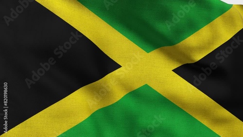 High detailed flag of Jamaica. National Jamaica flag. North America. 3D Render. photo