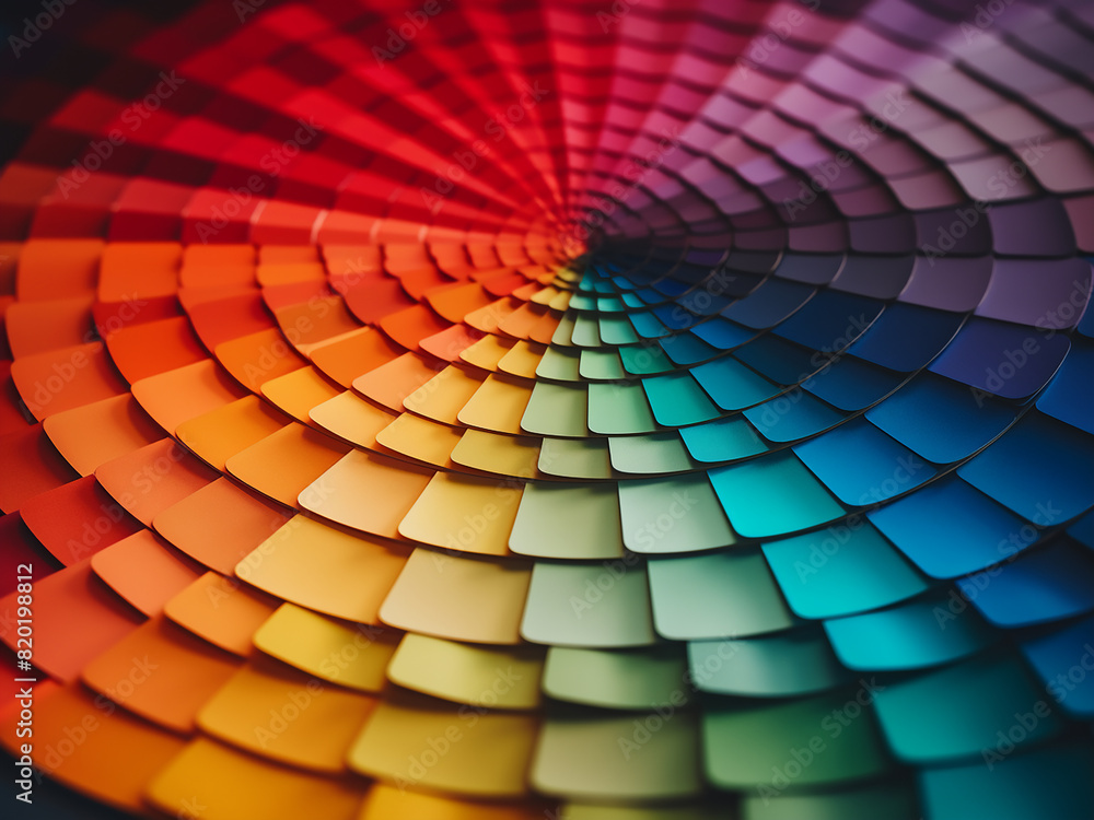 A comprehensive color swatch book displaying a rainbow of vibrant hues A comprehensive color swatch book displaying a rainbow of vibrant hues