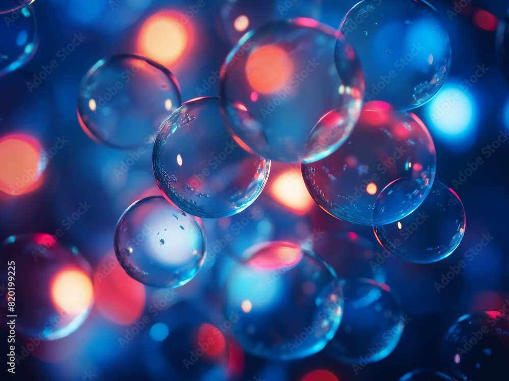 Blue and red lights create colorful circles in a bokeh texture Blue and red lights create colorful circles in a bokeh texture