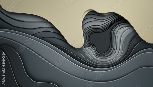 Paper cut black and white abstract background