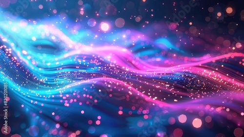 abstract background with pink blue glowing neon lines and lights. Data transfer concept. Digital wallpaper