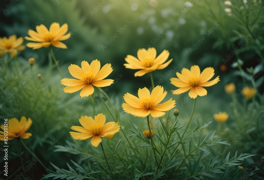 Coreopsis flower closeup Realistic Light understand with summer season flower concept Coreopsis flower closeup Realistic Light understand with summer season flower concept