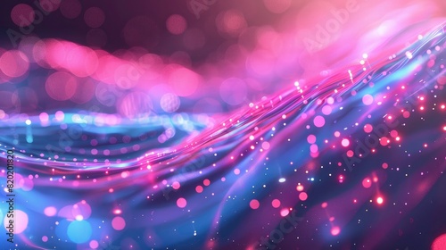 abstract background with pink blue glowing neon lines and lights. Data transfer concept. Digital wallpaper