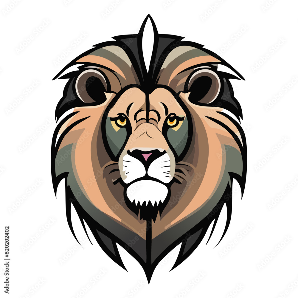 Obraz premium A spotted male lion with colorful fur.