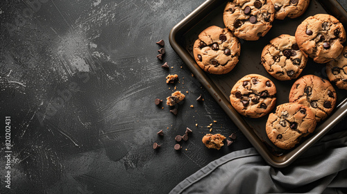 Tray of Chocolate Chip Cookies on a Table photo