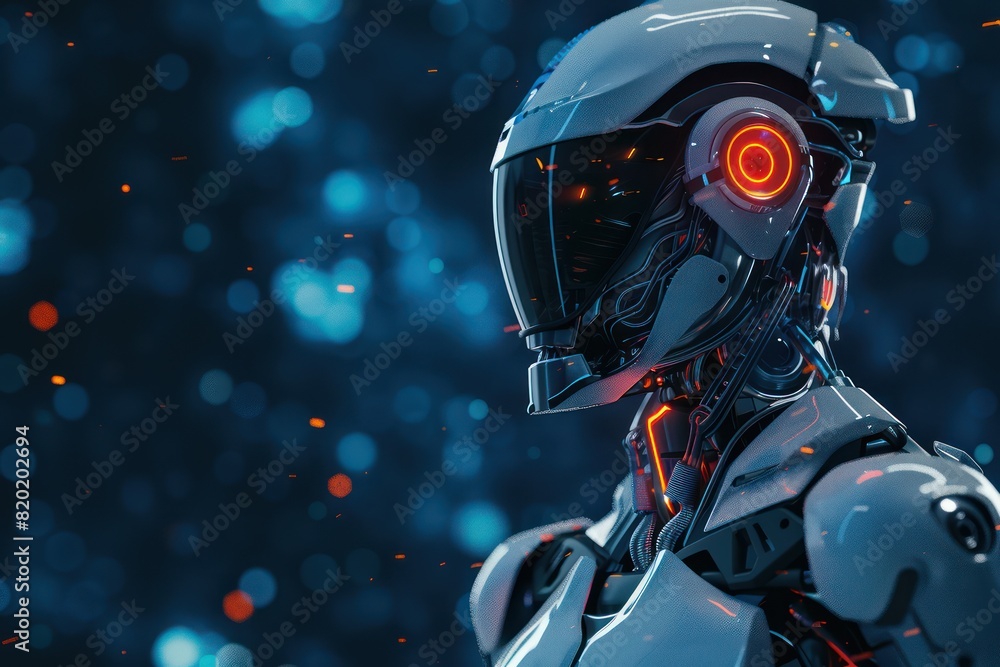 Futuristic robot of the future. Cyberpunk background Futuristic robot of the future. Cyberpunk background