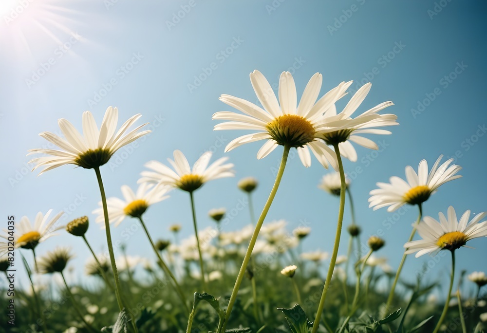 Fototapeta premium Daisies flower closeup Realistic Light with summer season flower concept