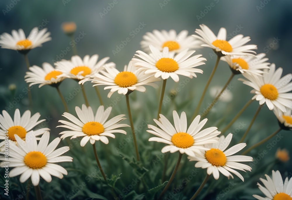 Fototapeta premium Daisies flower closeup Realistic Light with summer season flower concept