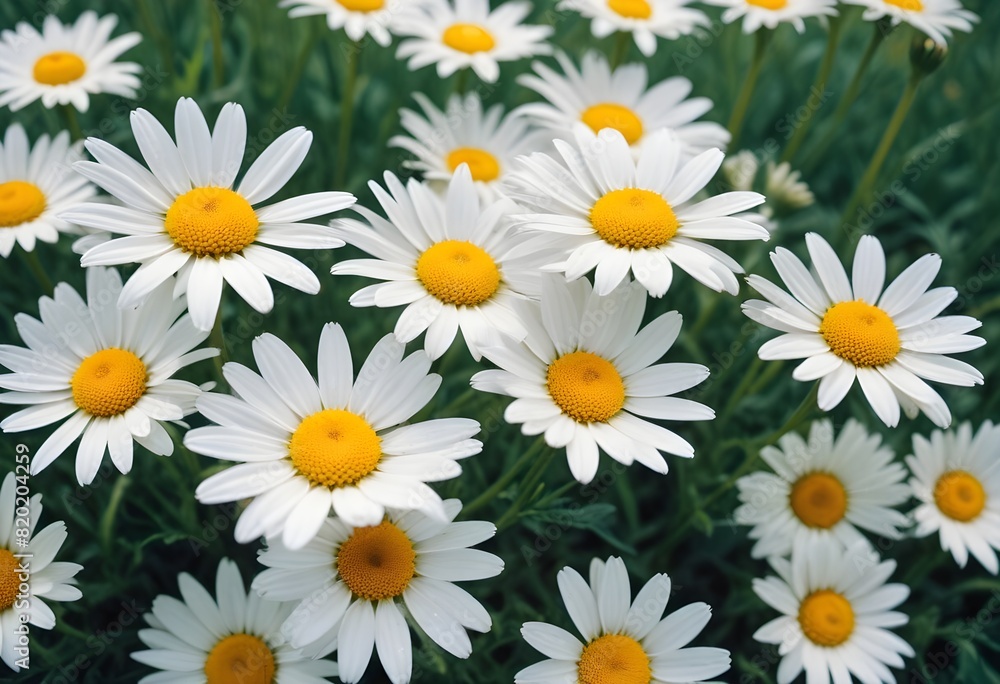 Daisies flower closeup Realistic Light with summer season flower concept Daisies flower closeup Realistic Light with summer season flower concept